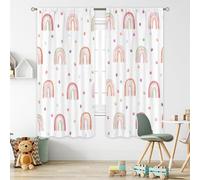 Cinbloo Kids Boho Rainbow Curtains for Baby Girls 42Wx63H Inch Rod Pocket Cute Cartoon Colorful Polka Dots Bohemian Lovely Nursery Playroom Classroom Bedroom Window Drapes Treatment Fabric 2 Panels