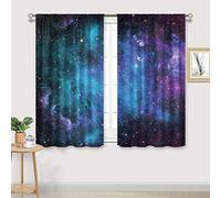 Cinbloo Kids Galaxy Curtains 42W x 52L Inch Outer Space Nebula Boys Bedroom Decor Rod Pocket Blue Universe Planet Fantasy Starry Star Art Printed Living Room Window Drapes Treatment Fabric 2 Panels