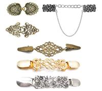 Cinch Clip,6Pcs Cloak Clasp, Retro Metal Cinch Clip, Antique Silver Gold Bronze Cloak Clasp Fasteners, Sweater Clips for Sweaters, Dresses, Vests, Scarves, Jackets