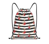 Cinch Sack Packdrawstring Backpack For Holiday Swim Beach 36X42Cm Versatile Waterproof Swimming Bag Flower Nautical Anchor Black White Striped