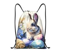 Cinch Sack Packstring Backpack For Women Hiking Party 36X42Cm Portable Versatile Drawstring Bag Watercolor Easter Bunny
