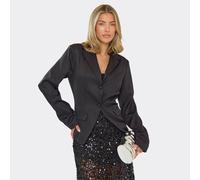 Cinched Waist Blazer In Black, Women's Size UK 10