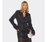 Cinched Waist Blazer In Black, Women's Size UK 14