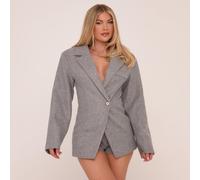 Cinched Waist Wool Look Blazer Dress In Grey, Women's Size UK 6