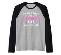 Cincinnati Girl Walks In Party Ohio Midwest Midwestern Raglan Baseball Tee
