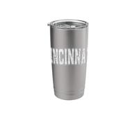 Cincinnati White Vintage Style Retro Text Stainless Steel Insulated Tumbler