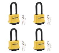 CINCINNO 4 Pack Heavy Duty Covered Laminated Steel Padlocks Keyed Alike, Weatherproof Padlocks with 1-9/16 in. Wide Body, Long Shackle for Gate Lock, Shed Lock, Storage Locker Lock