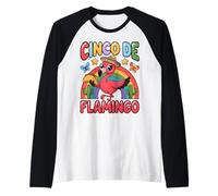 Cinco De Flamingo Bird Cute American Mexican Kids Rainbow Raglan Baseball Tee