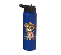 Cinco De Mayo Bengal Cat Sombrero Party Vibes Stainless Steel Insulated Water Bottle