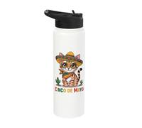Cinco De Mayo Bengal Cat Sombrero Party Vibes Stainless Steel Insulated Water Bottle