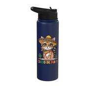 Cinco De Mayo Bengal Cat Sombrero Party Vibes Stainless Steel Insulated Water Bottle