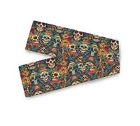 Cinco De Mayo Carnival Of The Dead decorative orange table runner, 13x70inches, table decorations for party reusable cloth table runner tapetes para mesa de comedor 70" Long