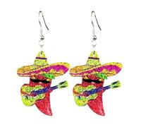 Cinco De Mayo Earrings for Women Funny Pepper Racket Rainbow Horse Hat Cactus Guitar Chili Acrylic Drop Dangle Earrings Mexican Fiesta Festival Jewelry Gifts, Acrylic, Agate