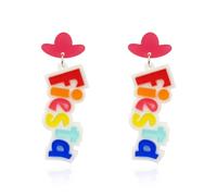 Cinco De Mayo Earrings for Women Mexican Carnival Dangle Earrings Colorful English Letters Horse Beer Bottle Festival Earrings for Women, Acrylic, No Gemstone
