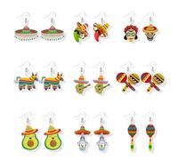 Cinco De Mayo Earrings for Women Mexican Fiesta Earrings Cinco De Mayo Outfit Shirts for Women Acrylic Hat Cactus Guitar Drop Earring Mexican Festival Jewelry Gifts, Acrylic, No Gemstone