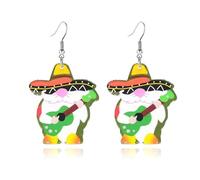 Cinco De Mayo Earrings Mexico Carnival Day Earrings Mexican Fiesta Earrings for Women Colorful Acrylic Chill Hat Cactus Guitar Earrings Lightweight Statement Mexican Independence Day Earrings for