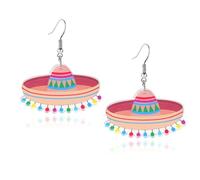 Cinco De Mayo Earrings Mexico Carnival Day Earrings Mexican Fiesta Earrings for Women Colorful Acrylic Chill Hat Cactus Guitar Earrings Lightweight Statement Mexican Independence Day Earrings for