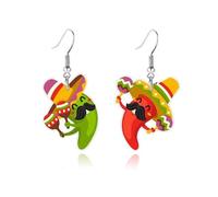 Cinco De Mayo Earrings Mexico Carnival Day Earrings Mexican Fiesta Earrings for Women Colorful Acrylic Chill Hat Cactus Guitar Earrings Lightweight Statement Mexican Independence Day Earrings for