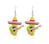 Cinco De Mayo Earrings Mexico Carnival Day Earrings Mexican Fiesta Earrings for Women Colorful Acrylic Chill Hat Cactus Guitar Earrings Lightweight Statement Mexican Independence Day Earrings for