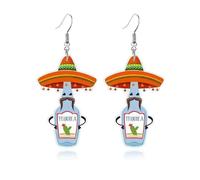 Cinco De Mayo Earrings Mexico Carnival Day Earrings Mexican Fiesta Earrings for Women Colorful Acrylic Chill Hat Cactus Guitar Earrings Lightweight Statement Mexican Independence Day Earrings for