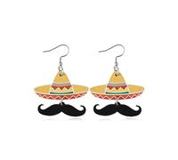 Cinco De Mayo Earrings Outfit Shirts for Women Fiesta Earrings Acrylic Sombrero Chili Hat Cactus Earring Set Mexican Festival Jewelry Party Accessories, Zinc, No Gemstone