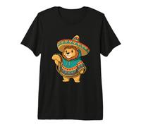 Cinco De Mayo Lion Eats Taco Funny Sombrero Mexican Premium T-Shirt