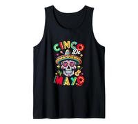 Cinco De Mayo Mexican Colorful Floral Skull Sombrero Lover Tank Top