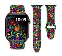 Cinco de Mayo Mexican Colorful Flowers Watch Bands Compatible with Apple Watch 42mm 44mm 45mm 49mm for Women Men Silicone Wristbands Straps Replacement for IWatch Series 8 7 6 5 4 3 2 1 SE