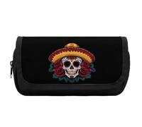 Cinco De Mayo Mexican Skull Cute Double Pencil Case Large Capacity Portable Pen Pouch with Zippered