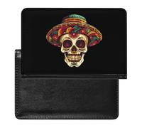 Cinco De Mayo Mexican Skull Leather Passport Holder ID Card Protector Portable Cover Case Travel Wallet for Men Women