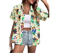 Cinco De Mayo Shirt Women Mexican Hawaiian Shirts Funny Fiesta Party Button Down Shirts Casual Button Up Tops, Apricot, L
