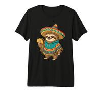 Cinco De Mayo Sloth Eats Taco Funny Sombrero Mexican Premium T-Shirt