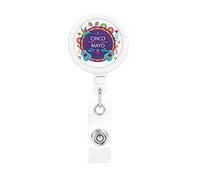 Cinco De Mayo Summer Mexican Retractable Badge Holder Reel Clip Id Card Holder forNurse Student Office Worker