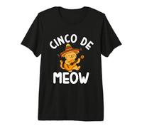 Cinco De Meow Funny Cat Mexican Sombrero Cinco De Mayo Premium T-Shirt