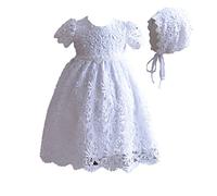 Cinda Baby Lace Christening Gown with Bonnet White 12-18 Months