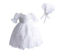 Cinda Baby White Lace Christening Gown Baptism Gown and Bonnet White 3-6 Months