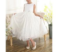 Cinda Ivory Lace Flower Girl Dress - 6-7 Years - Ivory - Polyester