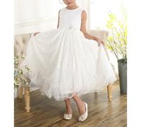 Cinda Ivory Lace Flower Girl Dress - 7-8 Years - Ivory - Polyester