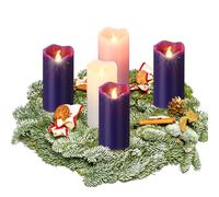 Cindeer 2 x 4 Inch Flameless Advent Candles Set of 5 LED Advent Pillar Wreath Candles Battery Operated Purple Pink Flameless Votive for Seasonal Celebration Rituals Festival Church Decoration