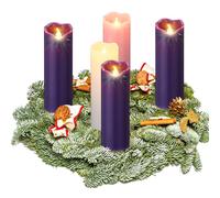 Cindeer 2 x 6 Inch Flameless Advent Candles Set of 5 LED Advent Pillar Wreath Candles Battery Operated Purple Pink Flameless Votive for Seasonal Celebration Rituals Festival Church Decoration