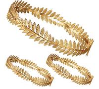 Cindeer 3 Pcs Gold Roman Leaf Crown Greek Headband Laurel Wreath Goddess Headpiece Head Ring for Women Men Party Headdress Wedding Accessories, Circlet 7.3 in 7.1 in and 6.9 inch in Diameter(3 Pcs)