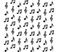 Cindeer 8 Pcs Music Notes Party Decorations Musical Birthday Hanging Decorations Music Notes Paper Garland Banner for 50s 80s Birthday Baby Shower Wedding Party Supplies Ceiling Decor(Black)