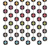 Cindeer 8 Pieces Rock and Roll Party Decorations Retro Record Garlands Vintage Record Streamer Paper Banners 50's and 60's Party Hanging Decorations for Rock Music Birthday Supplies