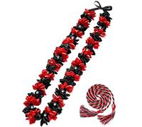 Cindeer Graduation Leis with Kukui Nut Leis Beads and Honor Cord Class of 2024 Graduation Ribbon Leis Hawaiian Kukui Nut Leis Beads Necklace Graduation Gift for Student Party Supplies