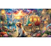 Cinderella-and-her-pumpkin-carriage-at-night Adult Jigsaws 1000Pc Educational Game Decompression Fun Present for Home for Adults and Kids Age 12 Years + Beautiful Decoration Puzzle 70x50/1000pcs