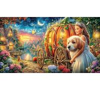 Cinderella-and-her-pumpkin-carriage-at-night Puzzle for Adults 1000 Piece Impossible Hard Difficult Challenging Educational Game Decompression Fun Present & Activity for Home 38x26/1000pcs