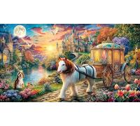 Cinderella-at-moonlit-castle 1000 Pieces Jigsaw Puzzle Recycled Paper Educational Game Challenge Fun Present & Activity for Home for Adults Kids 70x50/1000pcs