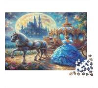 Cinderella at Moonlit Castle Jigsaw Puzzles Puzzle for Adults Kids. 1000 Piece Whimsical Challenge Toy Educational Games Home Decoration for Educational Games Gifts 38x26cm/1000pcs