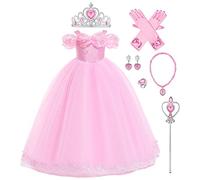 Cinderella Dress for Girls, Kids Girls Sleeveless Tulle Princess with Accessories Halloween Christmas Holiday Birthday Party Evening Long Dance Ball Gown for Photo Shoot Pink+Accessories 11-12 Years