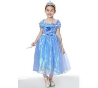 Cinderella Dress for Girls, Princess Dress Up Costumes & Accessories for Fancy Dress Party, Birthday & Halloween Cosplay, Age 6-7 Years